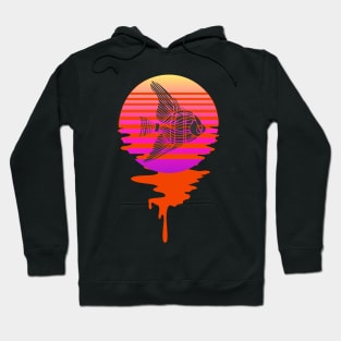 Retro Angel Fish On A 80's Sun Background Hoodie